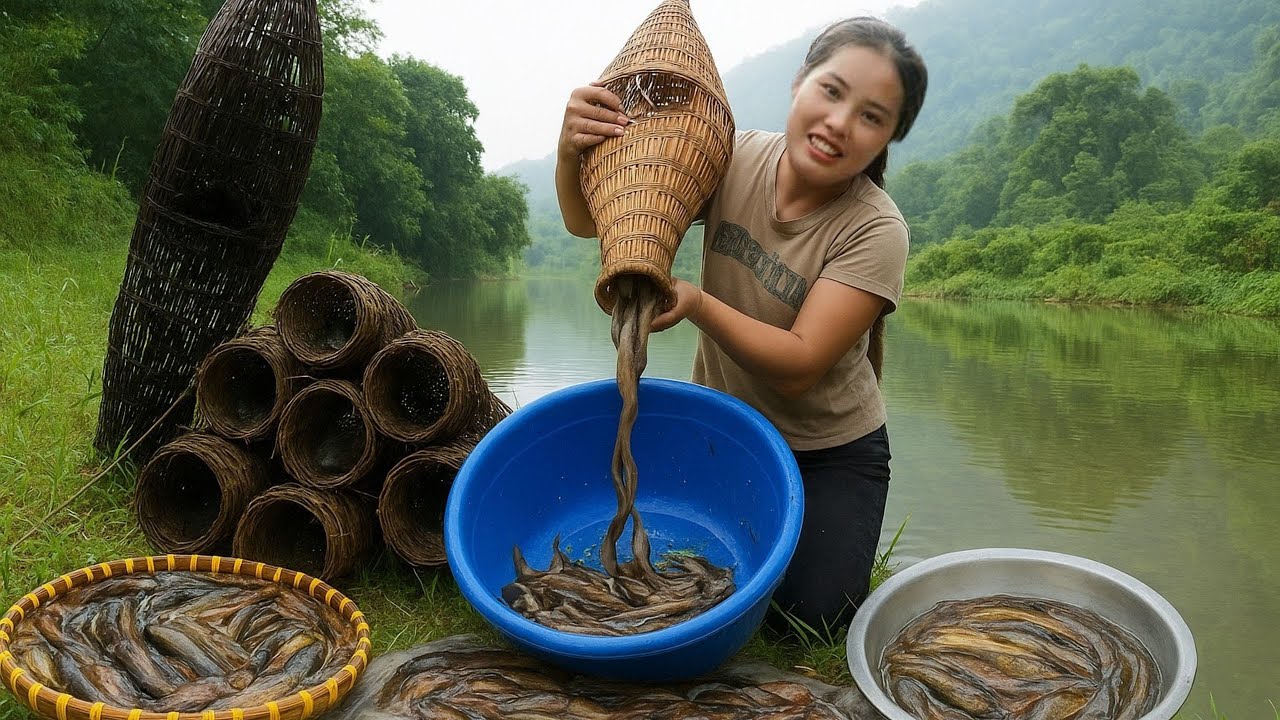How to catch fish and trap giant fish in the wild -bring it to the ...