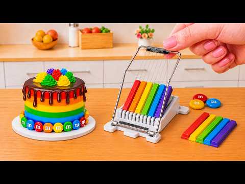Satisfying Mini Rainbow Cake With M&M Topping 🍫✨ Perfect Tiny Treat By Wonder Cake