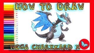 How To Draw Mega Charizard X From Pokemon | Coloring and Drawing For Kids