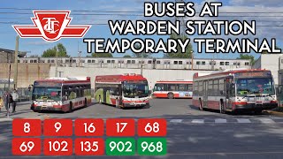 TTC Buses at Warden Station Temporary Bus Terminal