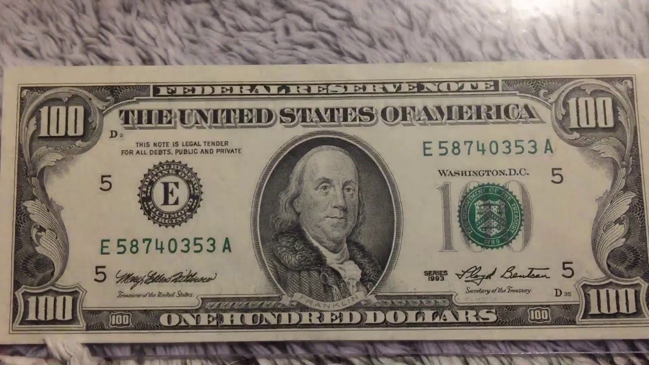 Very Rare Series 1993 Uncirculated 100 Dollar Bill 4/7/20