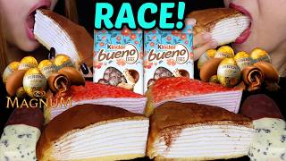 Asmr Race Kinder Vs Ferrero Rocher Mini Eggs, Crepe Cakes, Magnum Oreo Ice Cream Bars 먹방