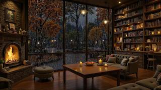 (No Ads) Under A Soft Autumn Rain, Everything Feels Calmer ☕ Smooth Jazz & Fireplace For Focus screenshot 2