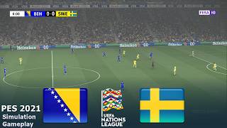 BOSNA I HERCEGOVINA vs ŠVEDSKA | Nations League 2026 | SIMULATION eFootball PES 2021 Gameplay