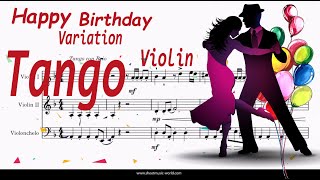 Happy Birthday in TANGO VARIATION Violin Misc Traditional (Tutorial Piano, Sheets Score)