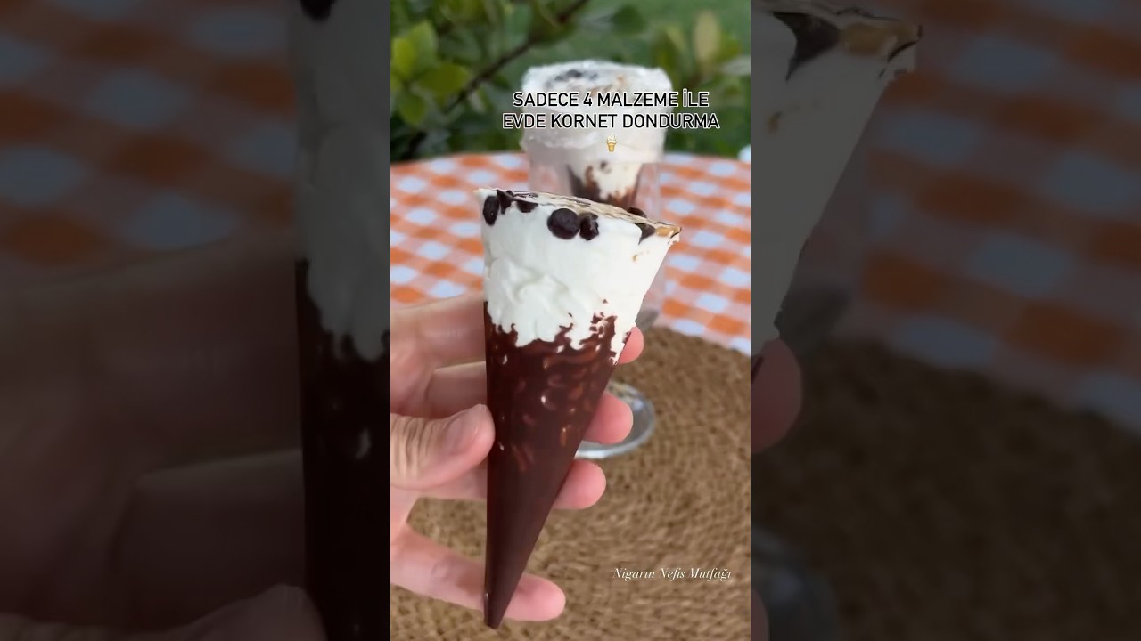 Evde Kornet Dondurma Tarifi 🍦Sadece 4 malzeme ile hazır! #icecream #icecreamrecipe #shortsvideo Evde Kornet Dondurma Tarifi 🍦Sadece 4 malzeme ile hazır! #icecream #icecreamrecipe #shortsvideo