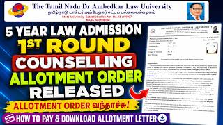 5-Year Law 1st Round Counseling Allotment Order Released | How to Download Allotment Letter!!