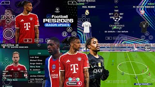 eFootball PES 2026 PPSSPP Android Offline Full Update UCL &amp; League Kits 26/27 Season 4k Graphics