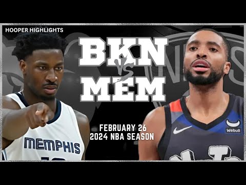 Brooklyn Nets vs Memphis Grizzlies Full Game Highlights | Feb 26 | 2024 NBA Season