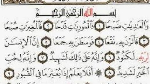 سورة العاديات كاملة مكررة ثلاث مرات
