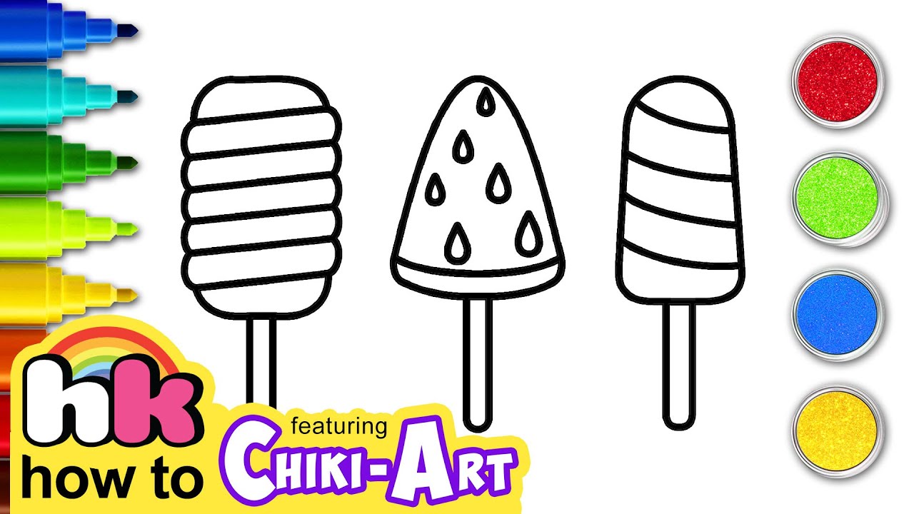 ⁣How to Draw Popsicle Easy | Drawing and Coloring for Kids | Chiki Art | HooplaKidz How To