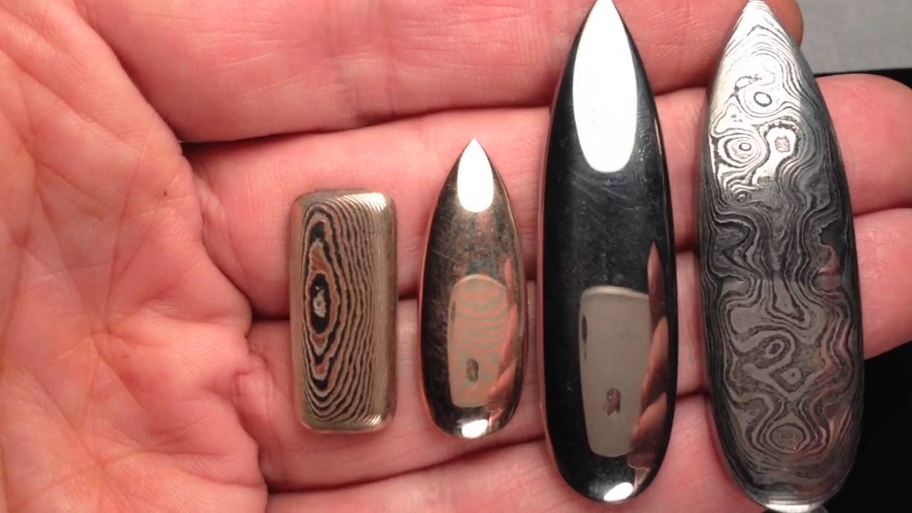 Mokume Gane & Damascus Steel cabochons before & after etching YouTube