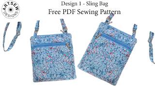 Design 1 easy sling bag FREE PDF pattern and sewing tutorial by Artsew Designs