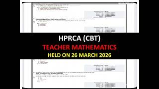 Hprca Mathematics Teacher Solved Paper Geld On 26 March 2026