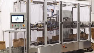 Hamrick Packaging Systems -600D-S Drop Packer Packing Glass Bottles Neck Upside Down for a Co-Packer