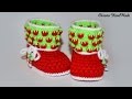 Пинетки крючком "Клубнички". Мастер класс и схема. Booties crochet DIY