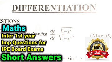 Inter 1st Year | Inter Maths 1B| Differentiation short answers chapter |Important Questions for IPE