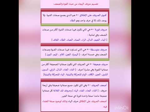 تقسيم حروف الهجاء من حيث القوة والضعف