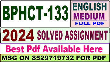 bphct 133 solved assignment 2024 || bphct 133 solved assignment 2023-24 in English ||  bphct133 2024