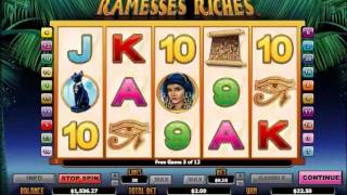 Ramesses Riches Slots with 12 Free Spins and x4 Gamble Wins