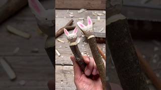 Whittle a Charming Easter Bunny from a Forked Branch #tutorial #diy #wood #trending #outfit