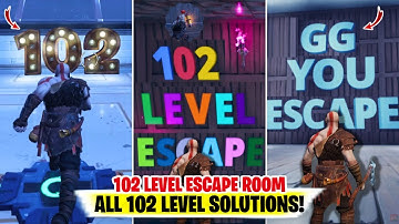 102 LEVEL ESCAPE ROOM Fortnite (All 102 Level Solutions & 39 Secret Eggs) | Fortnite Creators 102