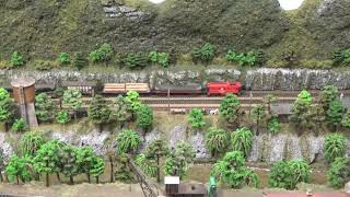 A 1950's Era Southern Railway Freight Train Heads Into The Challenging NC Mountains - N scale layout