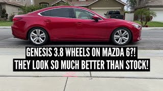 TEST FITTING Hyundai Genesis 3.8 Wheels On Mazda 6! Fitment Looks PERFECT Now!