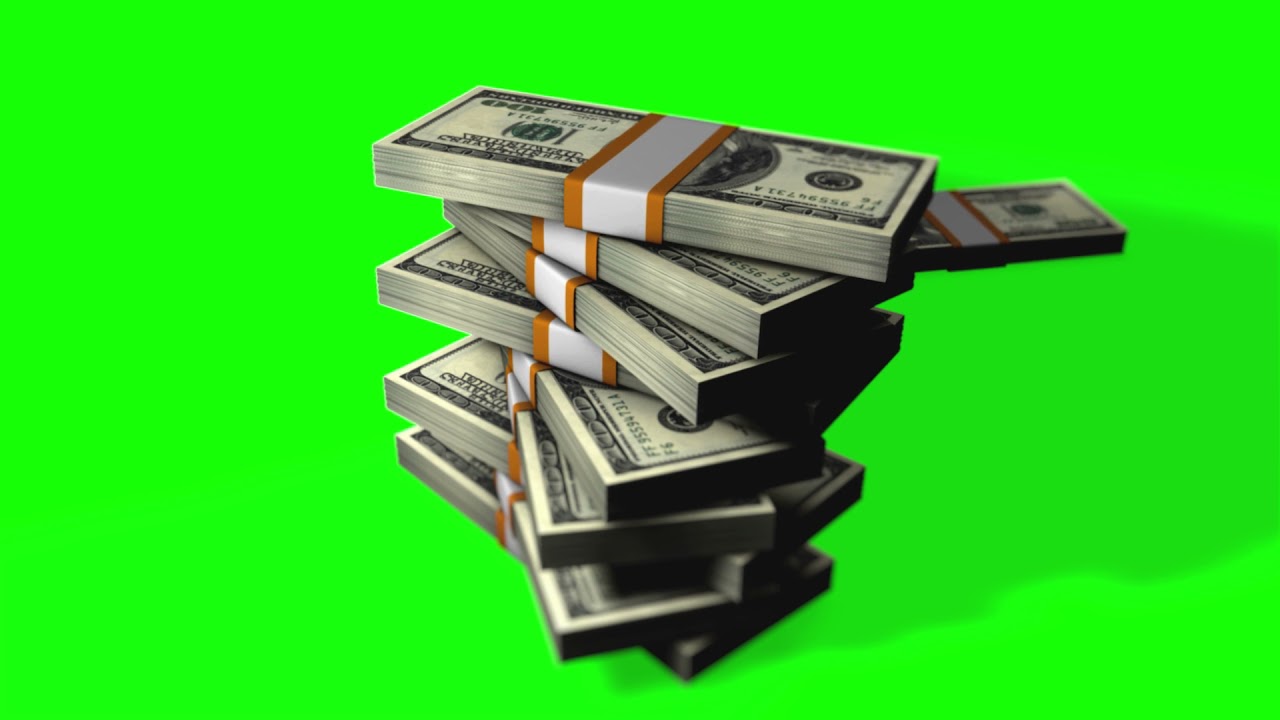 Stacked Dollars Falling Green Screen Free Stock Footage animation background