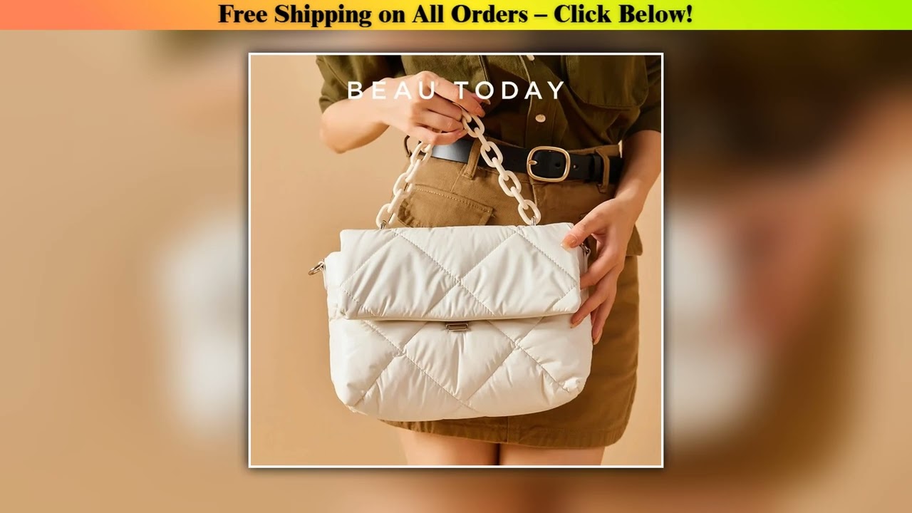 BeauToday Crossbody Bag Women Cow Leather Feather Down Shoulder Bag Chain Decor Elegant Female