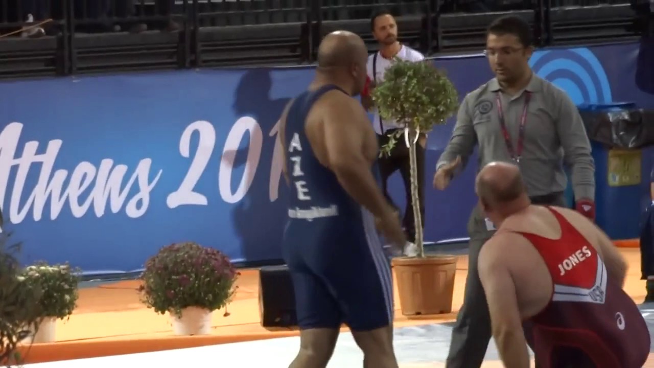 Clip 4 AZE USA + 130 Kg FS  Veteran Wrestling World Championship Athens 2015 1