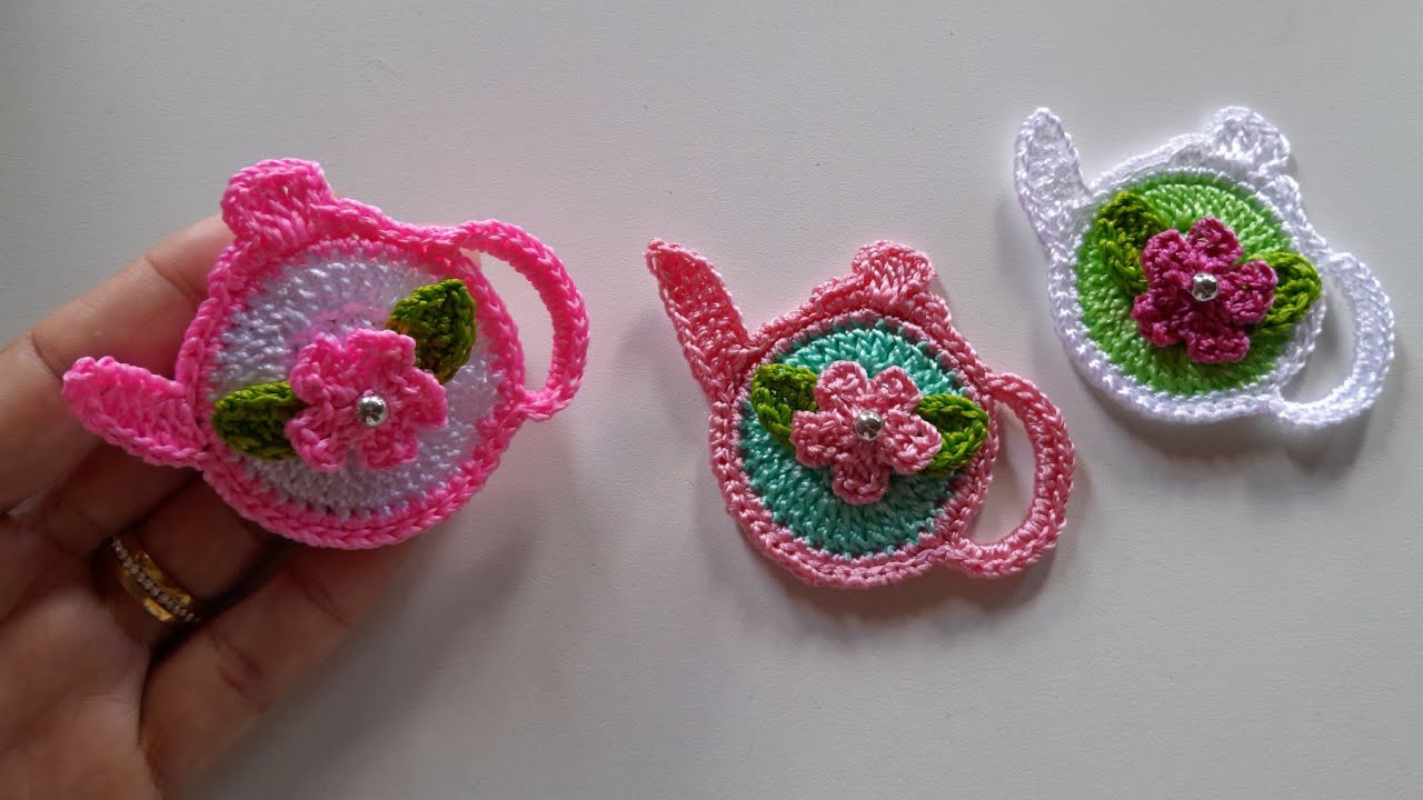 Bule de crochê imã de geladeira passo a passo