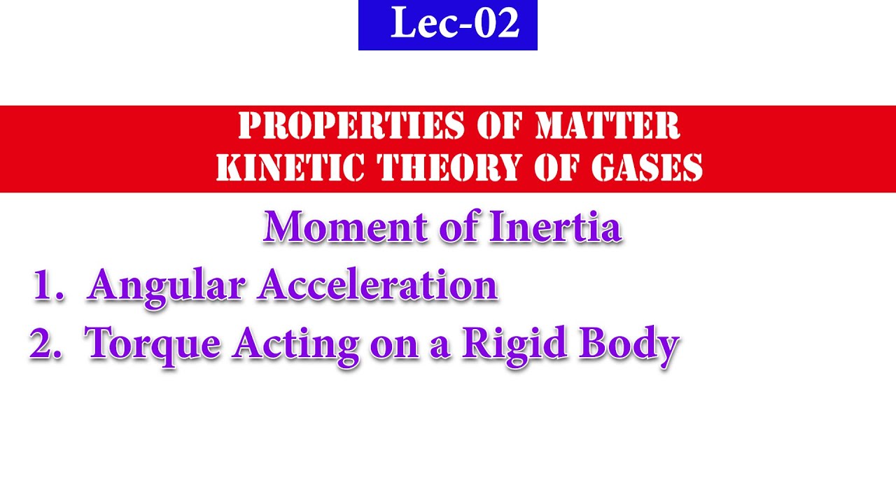 Lec-02, Angular Acceleration, Torque Acting on a  Rigid Body