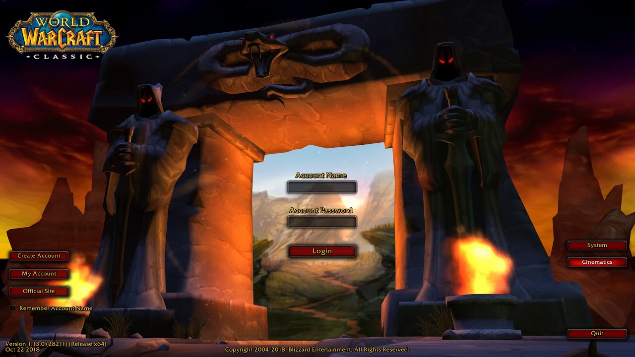 World of WarCraft Classic Intro + Main Menu (Patch 1.13.0)