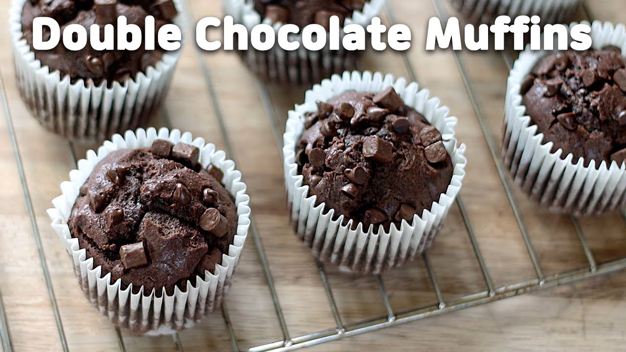 Super moist, Easy Double Chocolate Chip Muffins | No butter recipe