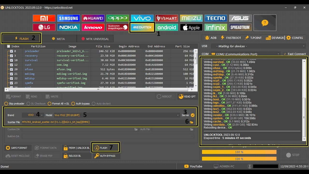 Vivo Y91 PD1818HF Hang On LOGO Problem Solved ( With Write Flash ) By Unlock Tool