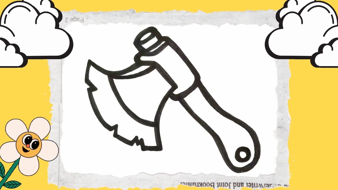Draw and color a AXE hand easily for kids | Hướng dẫn vẽ cái rìu đơn ...