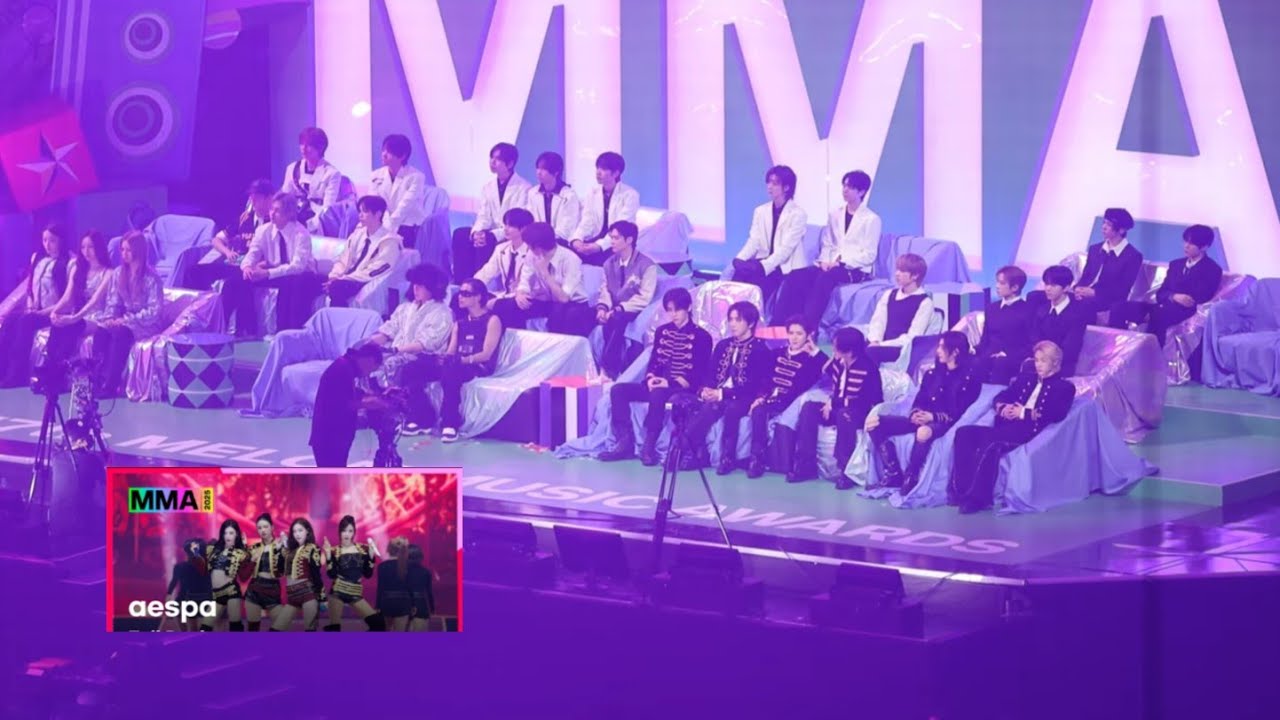Idols reaction to AESPA performance at MMA 2025