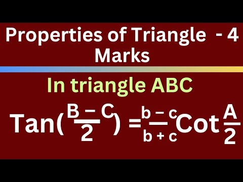 In triangle ABC, tan (B – C / 2) = ( b–c / b+c ) Cot A/2 @EAG - YouTube