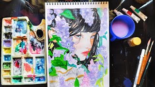 Speed Painting | Water color process [ Timelapse ] "Girl and Lavender" #painting