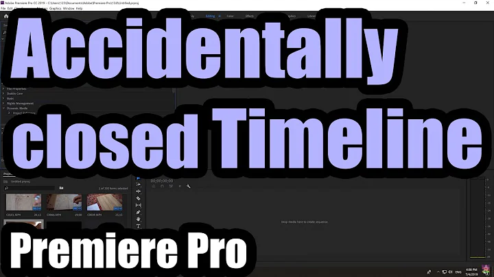 Accidentally closed Premiere Pro Timeline, How to restore it? (Reset to saved layout)