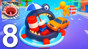 Hole.io - Gameplay Walkthrough Part 8 - Swallow Buildings Cars & Dominate the City (Android, iOS)