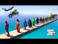 TEAM SPIDER-MAN Jump Over All Superheroes and Performing Motorcycle Stunts - GTA V MODS