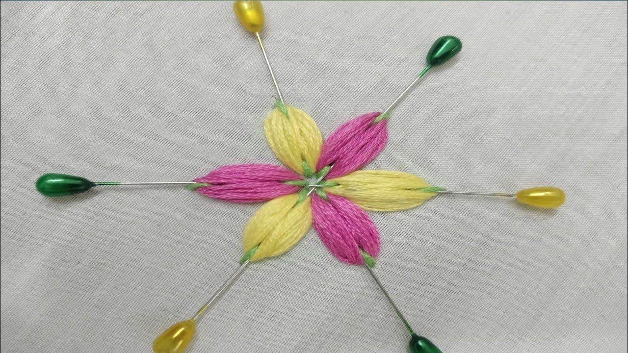 New trick 3d flower hand embroidery with 📍📍📍pins easy flower design ...
