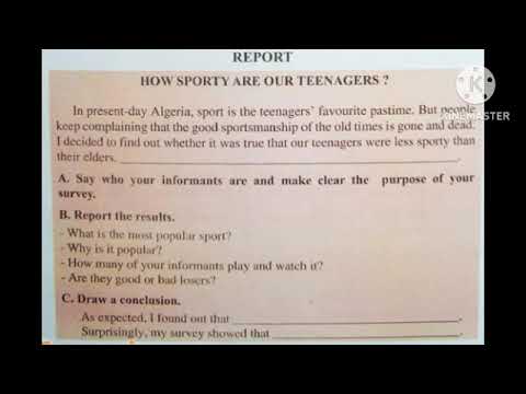 شرح دروس وحلول تمارين الكتاب المدرسي لغة انجليزية الاولى ثانوي جميع الشعب الصفحة 85مع كتابة التقرير 