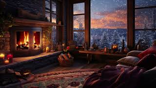 Snowy Serenity | Fireplace Crackling with Snowfall Sounds | Relaxation & Sleep Aid | Cozy Fireplace