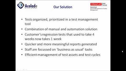 Acolade Consulting: End to End Oracle Applications Test Automation