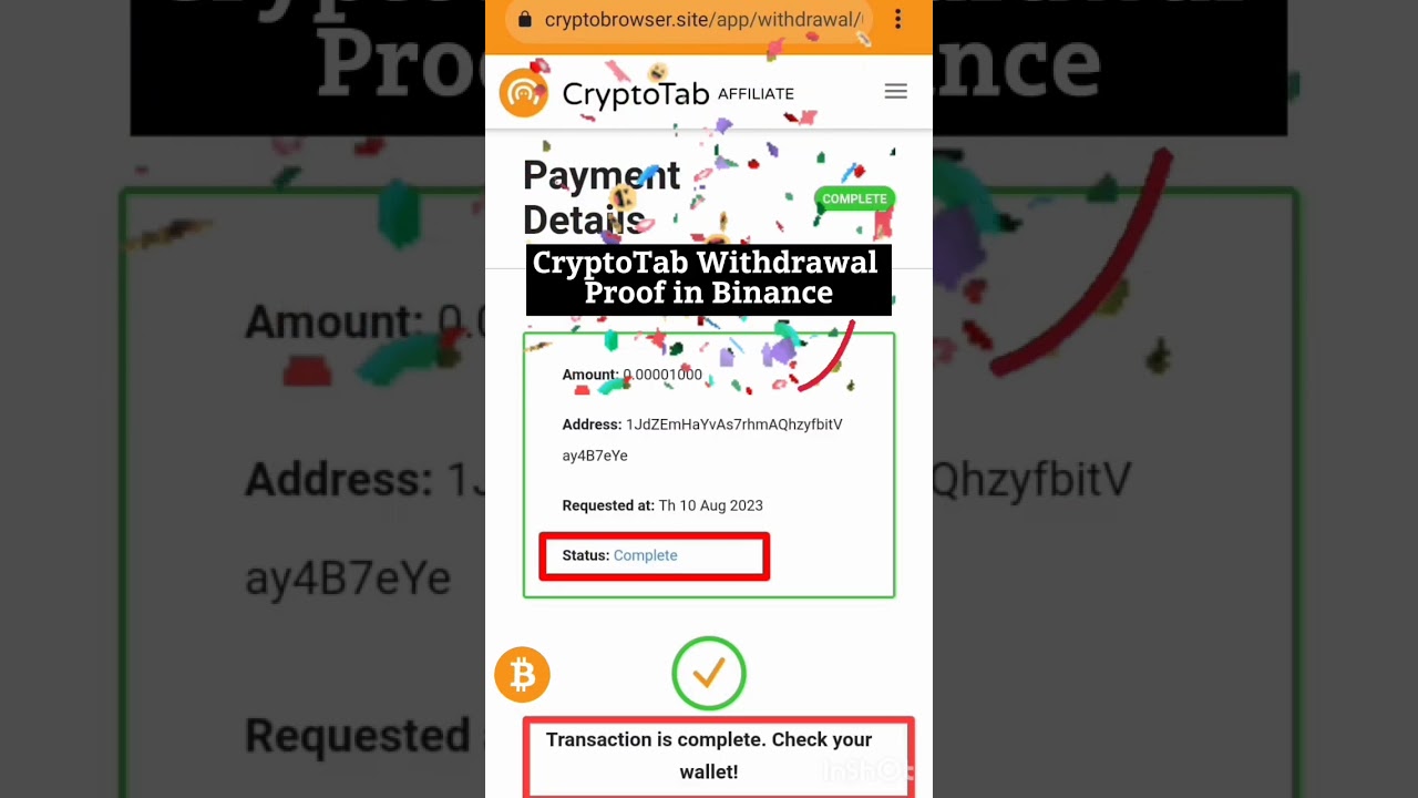 CryptoTab Withdrawal Proof in Binance 