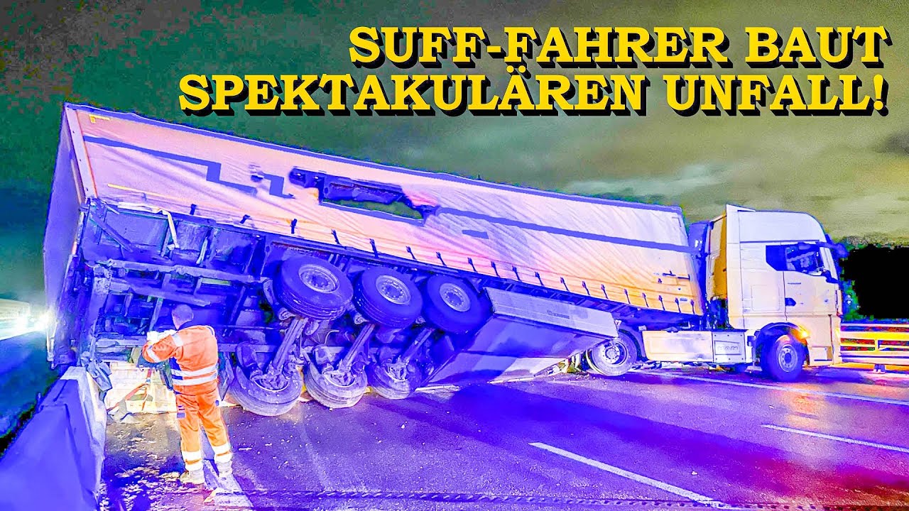 [SPEKTAKULÄRER LKW-UNFALL AUF A5] - SATTELZUG blockiert die AUTOBAHN - | FAHRER TOTAL BETRUNKEN