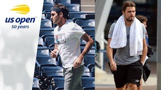 Roger Federer and Stan Wawrinka Practice AT 2018 US Open